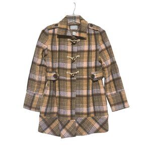 Y2K dELia's Wool Blend Duffle Coat M Peacoat Plaid Toggle Academia Cabin Capsule